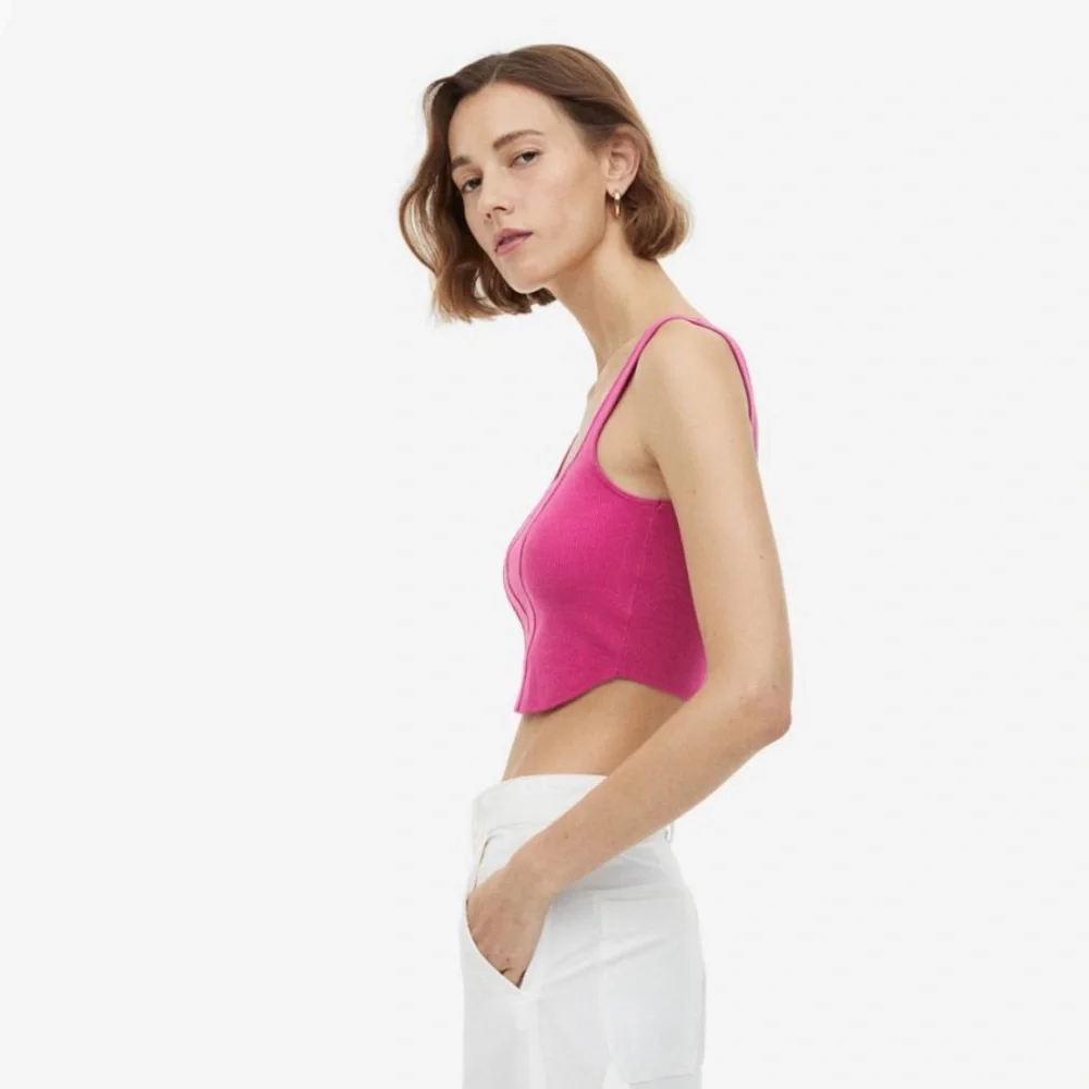 H&M Pink Fine Knit Corset Style Top - Picture 3 of 6